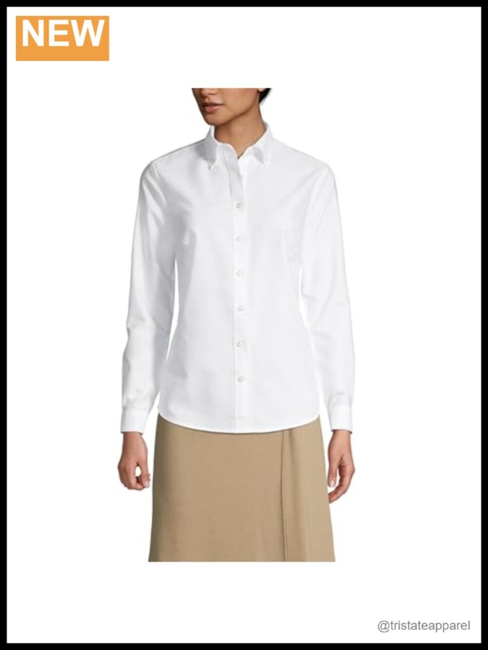 Women's Long Sleeve Oxford Button Down Shirt Wrinkle Resistant Cotton Blend